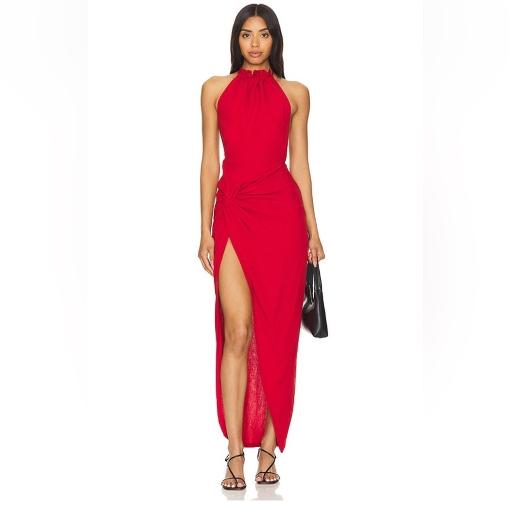 OW Collection Isla Dress Barbados Cherry Backless midi tie Revolve XS